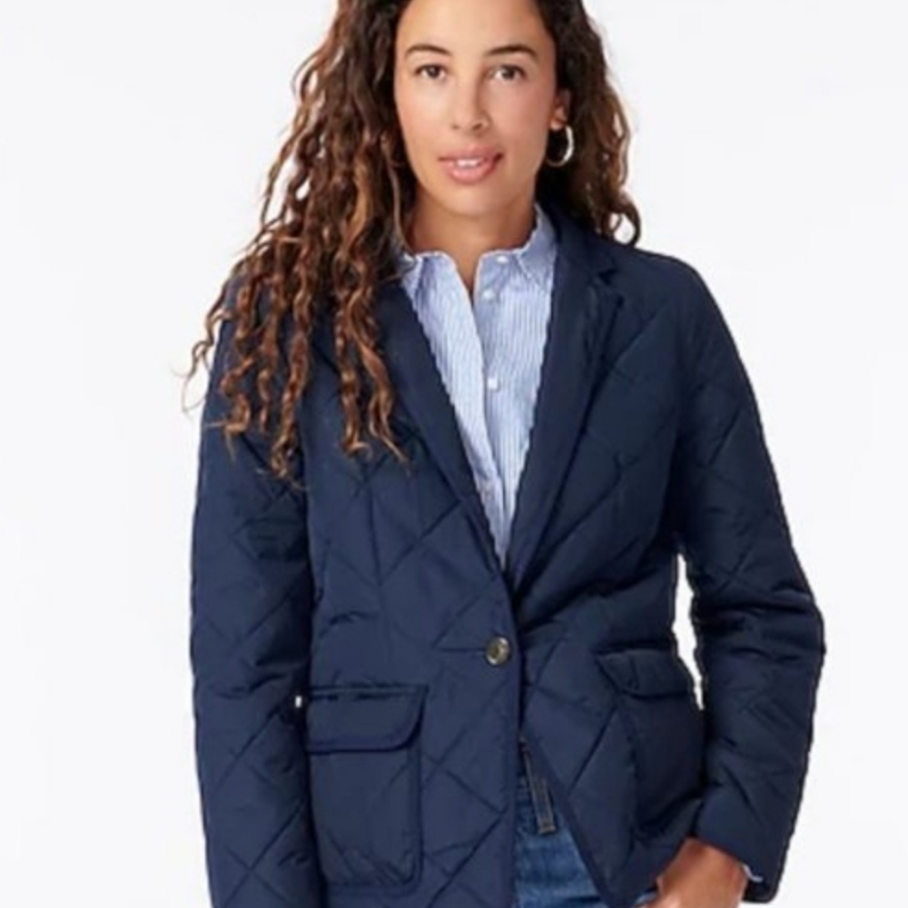 J. Crew Women's Navy Quilted Puffer Jacket
